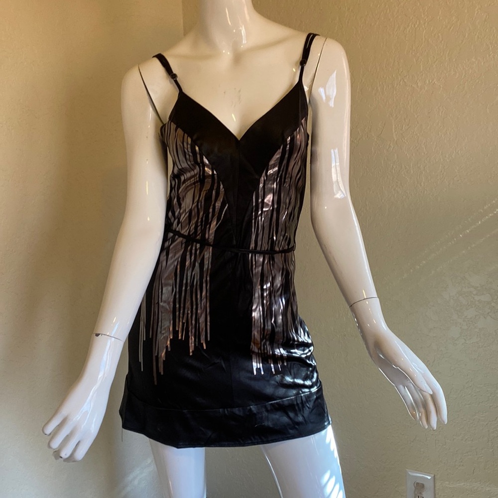 Grey Ant black and silver shiny minidress. Size 2